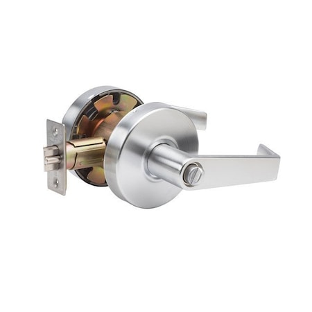 Trans Atlantic Co. LSV Saturn Standard Duty Brushed Chrome Grade 2 Commercial Cylindrical Privacy Bed/Bath Door Handle with Lock DL-LSV40-US26D